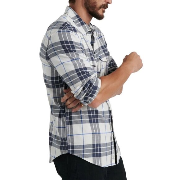 Lucky Brand Saturday Stretch Blue Gray Snap Western Flannel Shirt 2022 Size XL - Picture 9 of 11